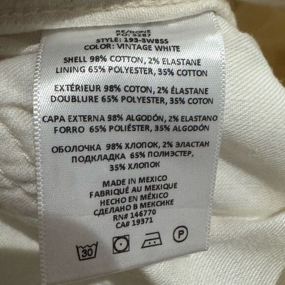 NWT Re/Done 80s Slim Straight Leg jeans in Vintage White - Picture 8 of 8